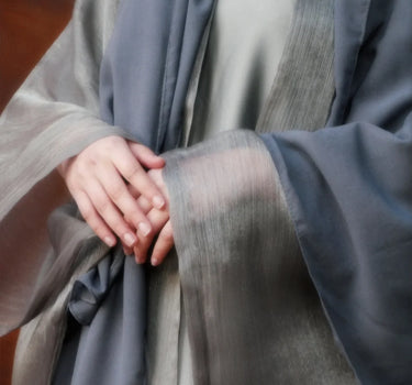 SILVER SEE THROUGH ABAYA