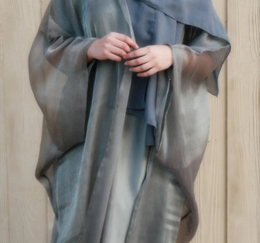 SILVER SEE THROUGH ABAYA
